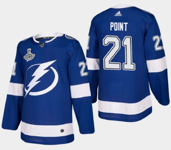 Men's Tampa Bay Lightning #21 Brayden Point 2021 Stanley Cup Champions Stitched Jersey
